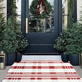 CAINANEL Red and White Plaid Christmas Rug