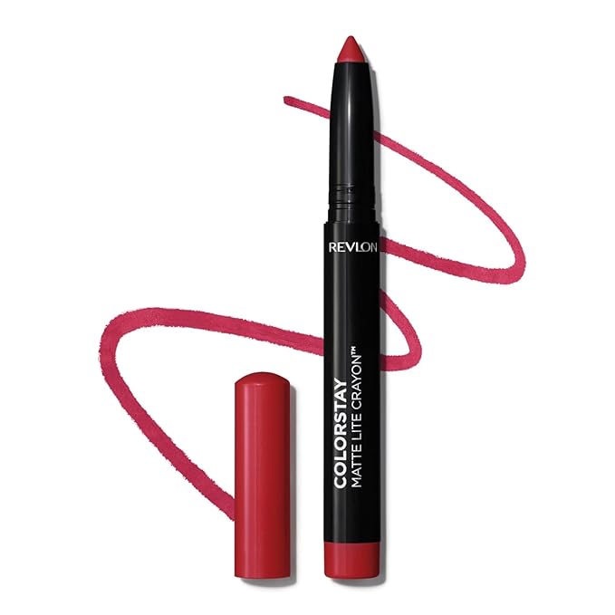 REVLON Colorstay Matte Lite Crayon Lipstick, Ultra-Precise Tip with built in Sharpner, Bold Color in Comfortable, Non-Drying Matte Formula, Water-Resistant Non-Drying Lipcolor Air Kiss - (010)
