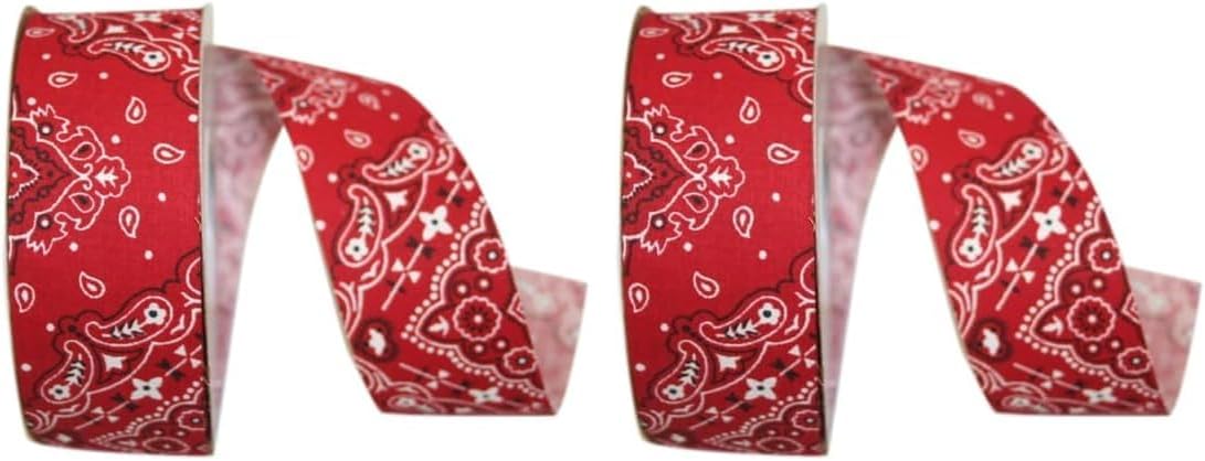 Reliant Ribbon 77263-065-09H Bandana West Ribbon, 1-1/2 Inch X 20 Yards, Red