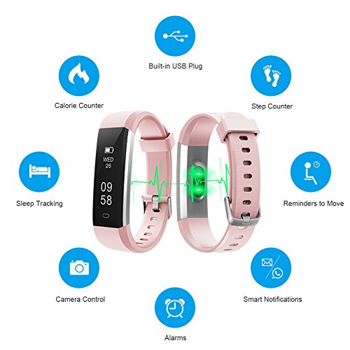 LETSCOM Fitness Tracker with Heart Rate Monitor, Slim Sports Activity Tracker Watch, Waterproof Pedometer Watch with Sleep Monitor, Step Tracker for Women, and Men - Thumbnail 2