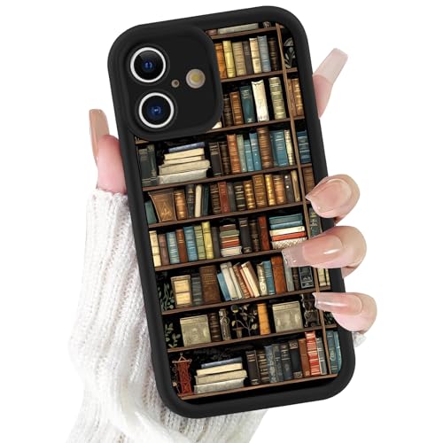 Saqmkil Cover per iPhone 17, Aesthetic Libreria Collage Carina Disegni Ragazze Donne Custodia, Morbida Silicone Sottile TPU Bumper Antiurto Protettiva Case per iPhone 17 6,3', Nero