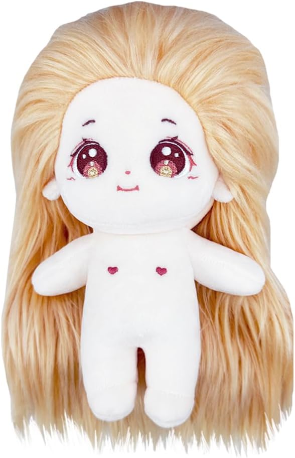 niannyyhouse 20cm Plush Doll Long Hair Girl Humanoid Stuffed Body no Attribute 8" Normal Body Dress Up Gifts (a-13-with Skeleton)