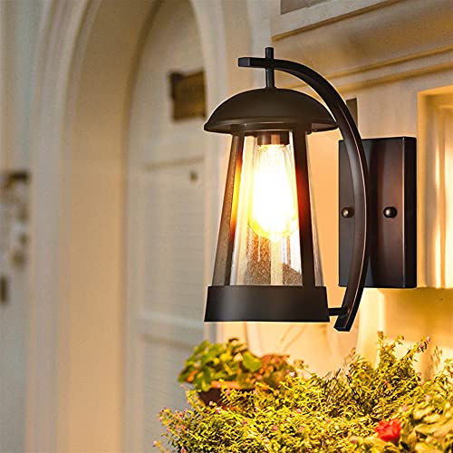 Lanterne extérieure LED noire MESKEL de 30 cm étanche avec support mural en verre - 3