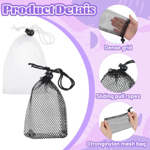 Image of Nogeqi 6 Pcs Small Mesh Bags Drawstring, Mini Mesh Bags with Cord Lock, Mini Meshs Bag Drawstring Pouch for Travel and Storage, Lightweight Nylon, 6 x 4 Inch (Black, White)