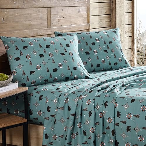 Parure de lit microfibre douce 4 pièces motif patchwork et cerf sauvage