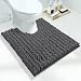 Yimobra Luxury Shaggy Toilet Bath Mat U-Shaped Contour Rugs for Bathroom, Soft and Comfortable, Maximum Absorbent, Dry Quickly, Non-Slip, Machine-Washable, 24.4 X 20.4 Inches, Dark Gray