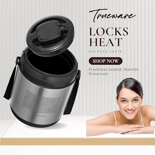 Image of Trueware Legend 4 Stainless Steel PU Insulated Hot and Cold Lunch Box with 4 SS Container 300 ML Each
