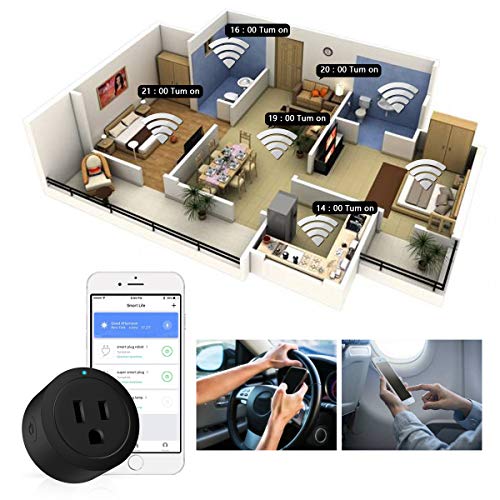 Black Smart Plug Amysen : Smart Mini WiFi Outlet, Works with Alexa and Google Home, ETL Certified, Only Supports 2.4GHz Network, No Hub Required, Remote Control, Control Your Devices from Anywhere