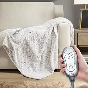 Hyde Lane Luxury Heated Electric Blanket Throw | Oversized – 60 x 70 | Snow Leopard Fuzzy Microplush Sherpa Reverse | 3…