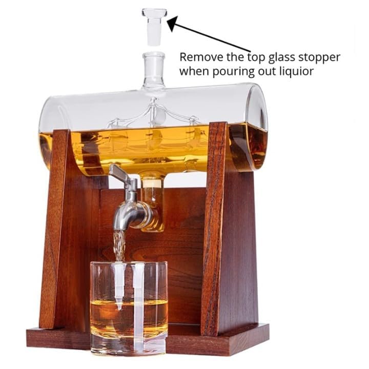 Image of Whiskey Decanter with Antique Crystal Clear (Boat Shape Decanter 2 Glasses)