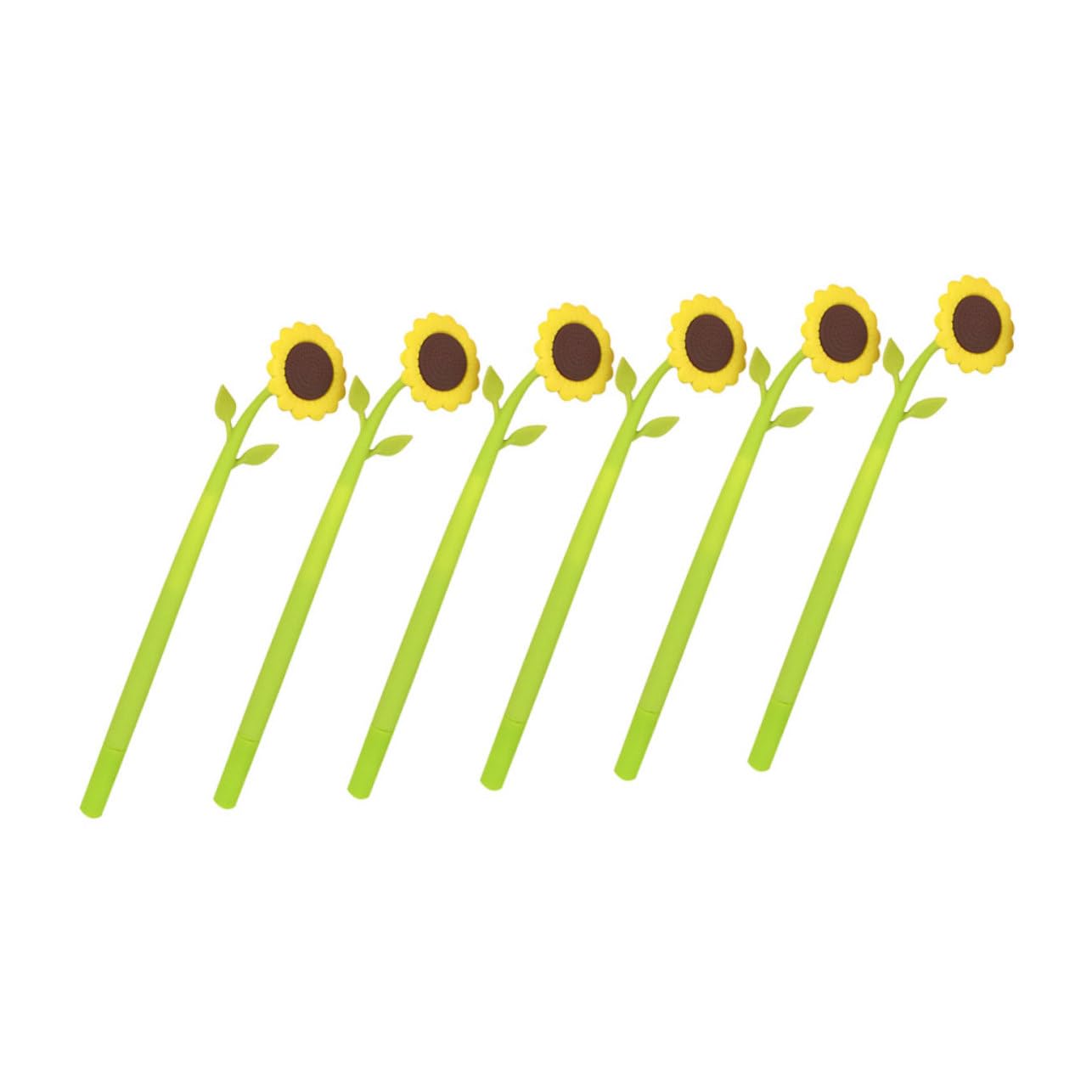 NUOBESTY Adorable Sunflower Gel Pens 6-pack Cute Silicone Writing Pens for Students and Office Fine Tip