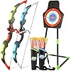 51wpsvx5f2l - Bow and Arrow Set for Kids, 2-Pack LED Light Up Archery Set with 20 Suction Cup Arrows, Outdoor Toy for Boy Girl Age 4-8 8-12 with Standing Target&2 Quivers, Birthday Gift for Kid 5 6 7 8 9 Year Old