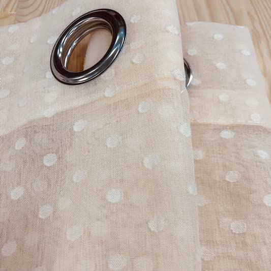 LAS TELAS ... Cortina Visillo Ollaos Lunares Beige. 1 Und. 140 * 260cms