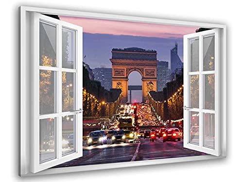 HXA DECO - Tableau fenêtre Urbain Perspective Arc de Triomphe - Made in France