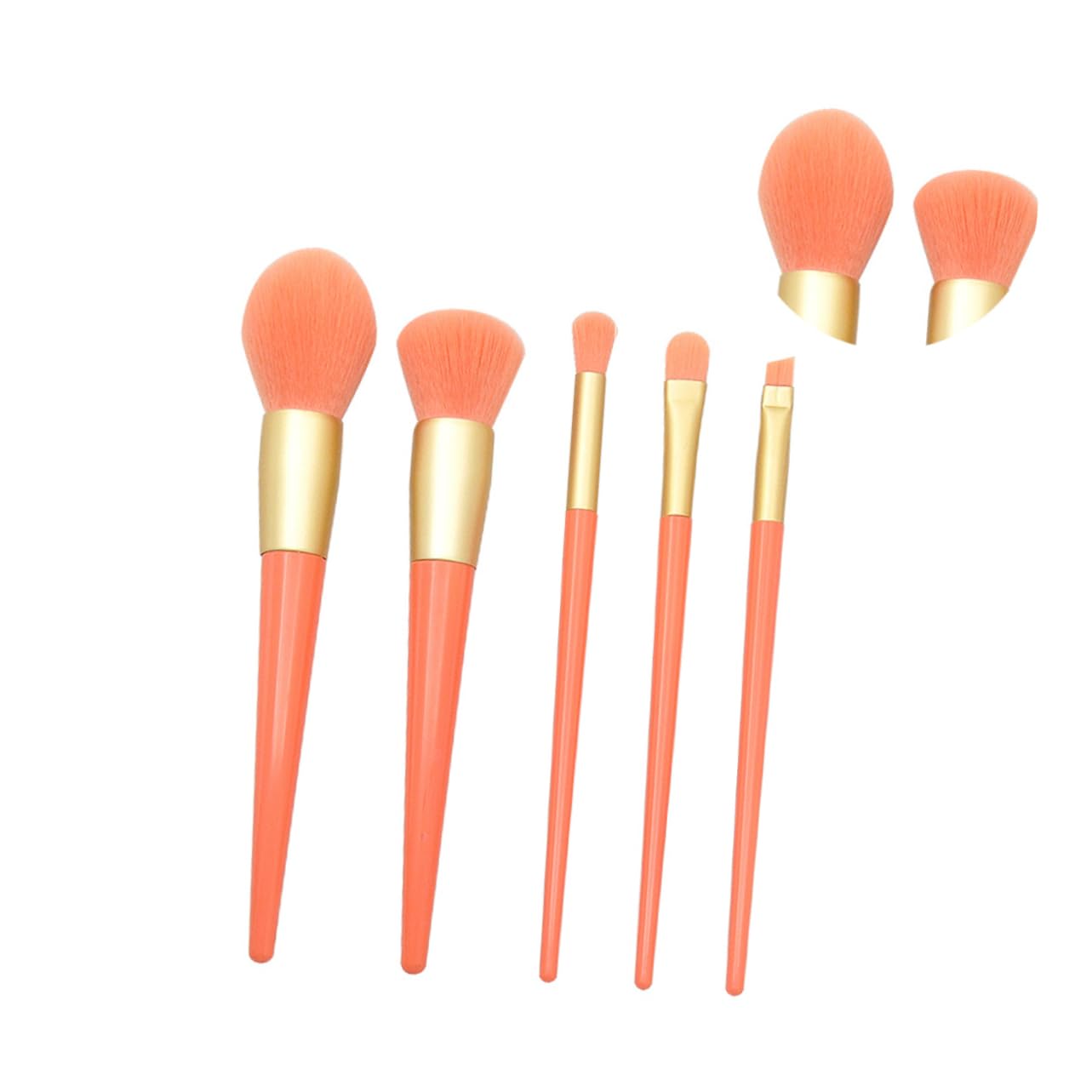 Beavorty 15piezas Cepillos De Maquillaje Naranja Mango De Plástico Kit Profesional De Herramientas Cosméticas Para Aplicación De Base y Polvo Para Viajes y Uso Diario