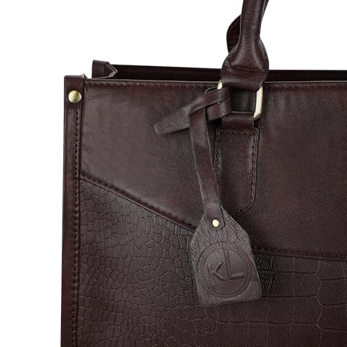 Image of K London Stylish Women's Office Bag-Vegan Leather Laptop Tote For Professional&Casual Work Use|Spacious,Durable And Elegant Crossbody|Handbag|Sling Bag 14 Inch Laptop With Double Handles,White