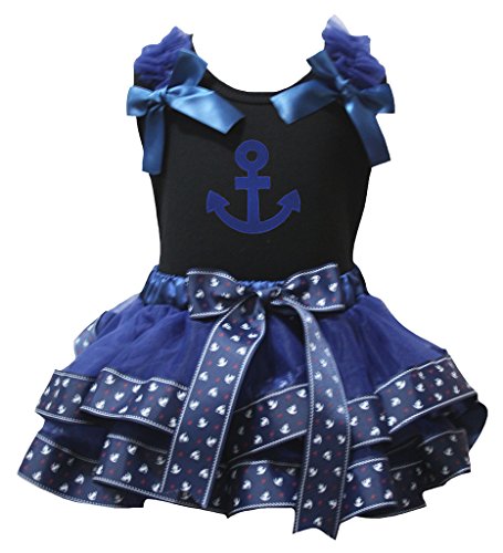 Chemise noire marin jupe pétale fille vêtement enfant bleu ancre Nb-8Y