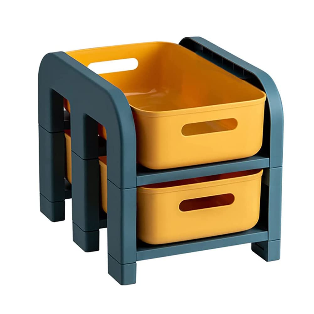 Carrello portaoggetti Versatile a 3 Ripiani con Ruote - Ideale per riporre Articoli da Bagno, Cucina o Ufficio. Carrello Giallo Compatto, Altezza 29 cm, Facile da spostare.