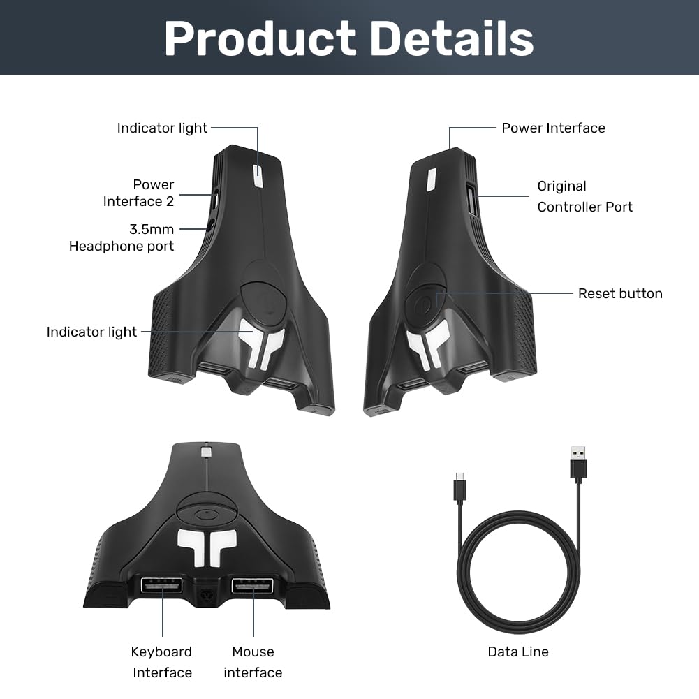 AXFEE Adattatore Tastiera e Mouse, per Nintendo Switch, USB Convertitore per Console di Videogiochi, per PS4, PS4 Pro/Slim, PS3 / Slim, Xbox One X/S, Xbox 360, Switch Console Convertitore