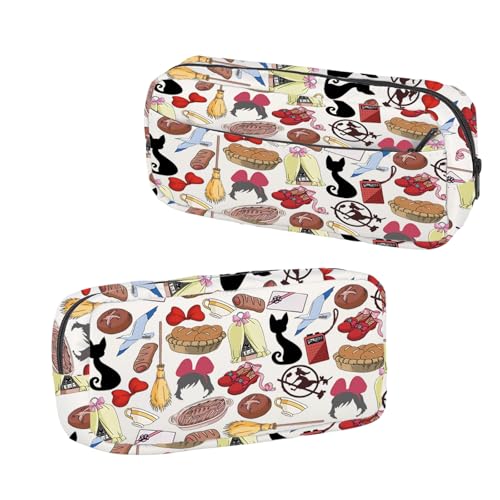 TOBGBE Estojo de lápis de anime japonês, presente de filme animado para amantes de anime, presentes de gato, presentes de kiki e jiji, bolsa de lápis com zíper