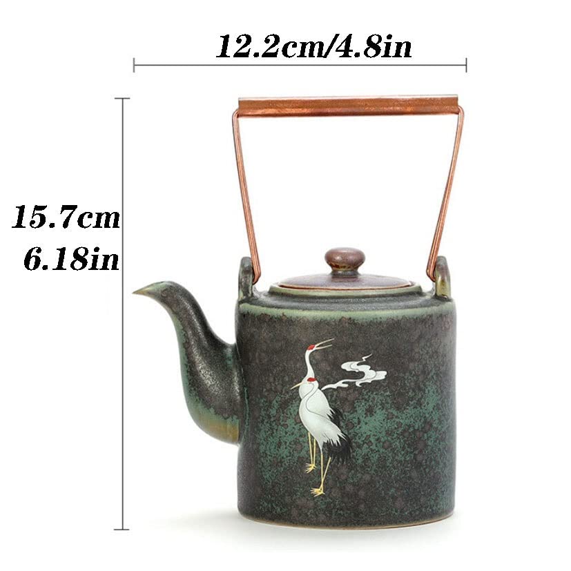Théière 400ml rouge rétro céramique pour infuser sans amertume