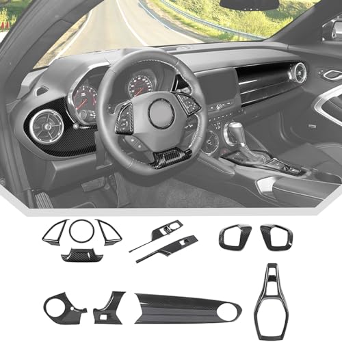 JeCar 12pcs Carbon Fiber Interior Trim Kit Compatible with 2017-2023 Chevy Camaro Interior Accessories