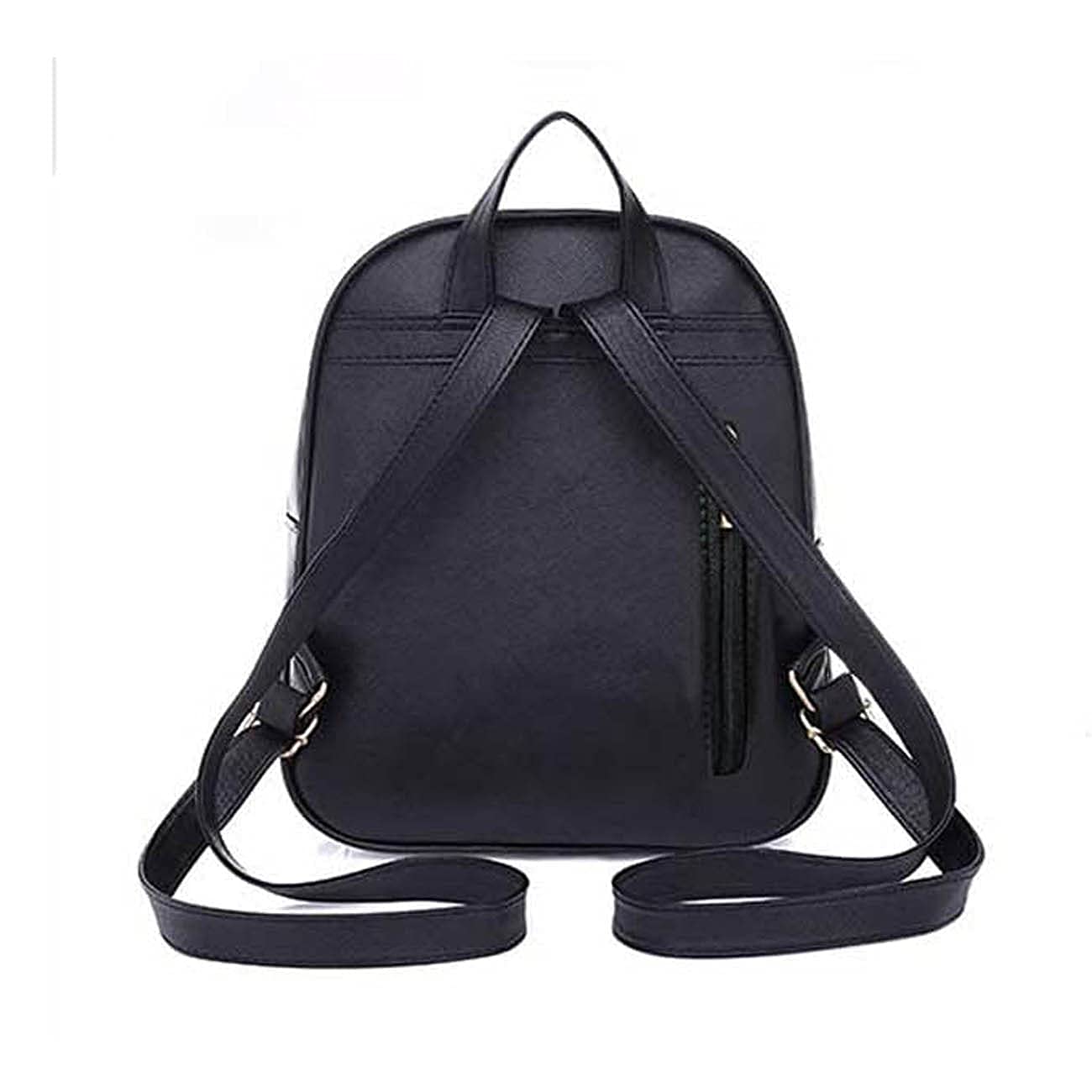floki Fashion Girls 3-Pcs Fashion Cute Mini Leather Standard Backpack Sling & Pouch Set For Women/Gift For Girl (Black) 2