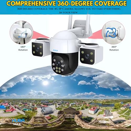 Image of XUGA - Cybernautt K6A 6MP 3 Lens PTZ 4G Sim Wireless Outdoor CCTV Camera with Three Side View | 360 | Night Vision | Motion Detection | Outdoor | Gym | Farm | Home | Use Air-tel 4G Sim