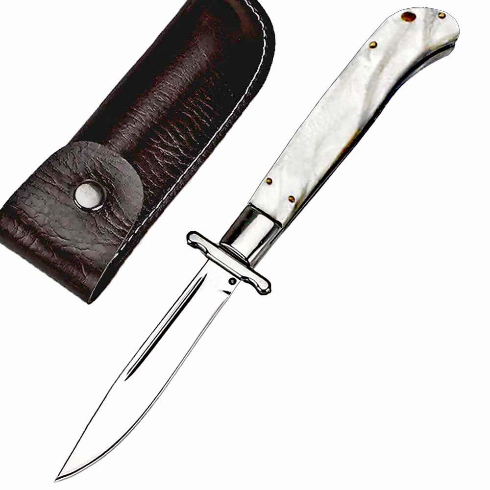 Joa Klappmesser Lang Taschenmesser Aus Stahl 440C Harz Outdoor edc messer Survival Tanto Jagdmesser scharfes einhandmesser Gegen Multitool/Lederscheide, Geschenk für Männer