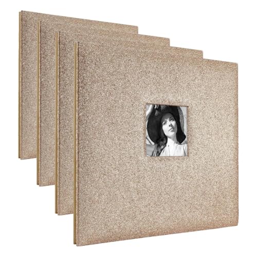 Image of MCS Expandable 10-Page Glitter Scrapbook Album with Photo Opening Cover and 12 x 12 Inch Pages, 13.5 x 12.5 Inch, Gold | (Pack of 4)