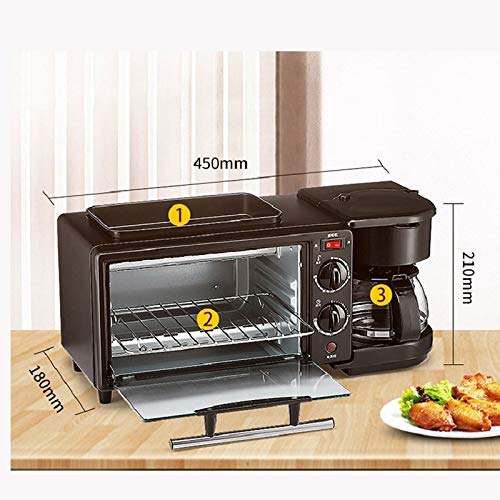 NXYJD Elektro 3 in 1 Frühstück, die Maschine Multifunktions-Drip Kaffeemaschine Haushalt Brot Pizza Bratpfanne Toaster – Bild 3