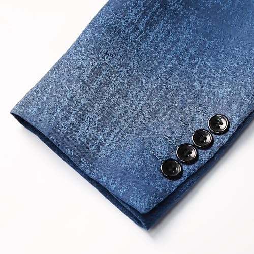 YFFUSHI Men's Slim Fit 2 Piece Suit Set Dark Blue - image 8
