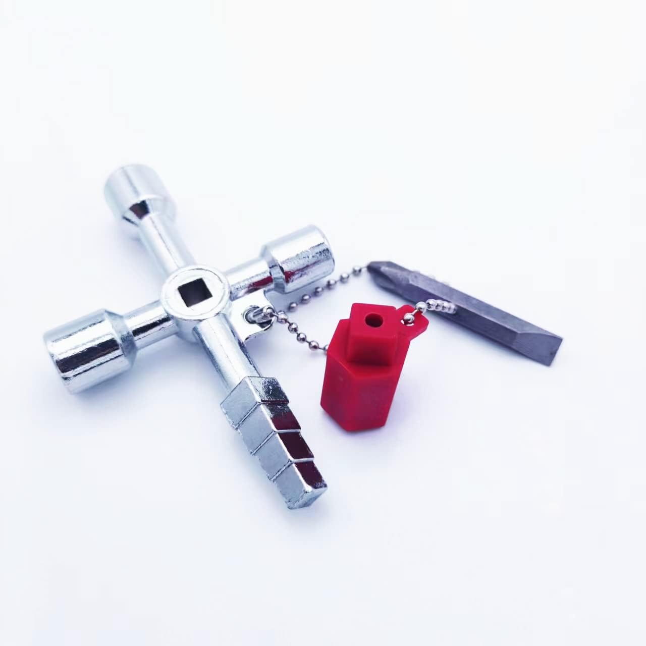 2pcs 4-in-1 Universal Utility Key, Zinc Alloy Plumber Electrical Tools, Durable Anti-rust Multifunctional Water Meter Key for Electrical Cupboard Box, Water Meter Valve etc（ Two styles）