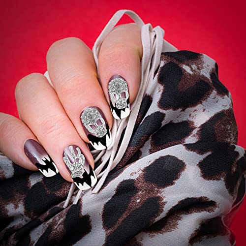 Minkissy 40Pcs Schädel Nagel Charms mit Strass 3D Skeleton Hand Nagel Kunst Schmuck Dekorationen für Halloween Nagel… – Bild 5
