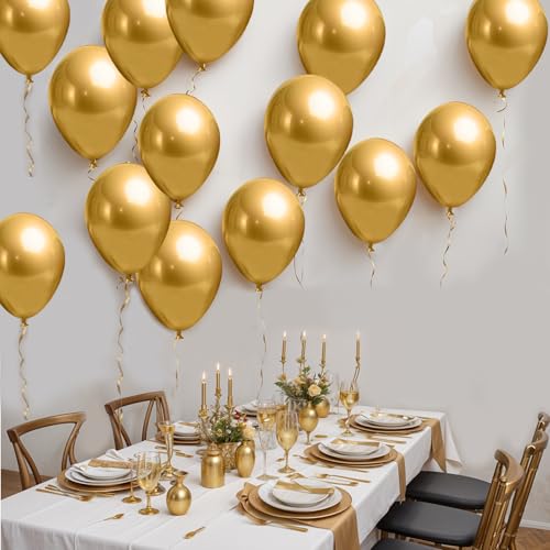 Image of Party Propz Golden Chrome Balloons - 25 Pcs Gold Balloons | Metallic Golden Balloons For Decoration | Gold Balloon For Decoration | Balloon For Birthday