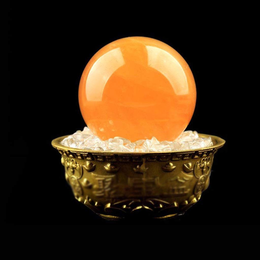 Sfera cristallo Palla di cristallo giallo, supporto in pelvico Sfera di cristallo, cattiva per fortuna, meditazione, decorazione della scrivania e decorazione della casa 5.51in Prop di Cristallo Medit