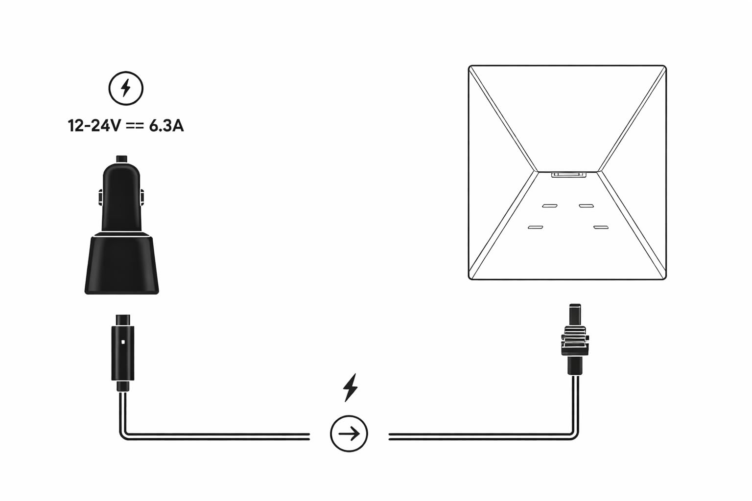 (OEM) Adattatore caricabatteria per auto compatibile con Starlink Mini 12 V/24 V DC cavo di alimentazione (5 m) per veicoli, camper, camion, furgoni e barche - Alimentazione diretta del veicolo (senza