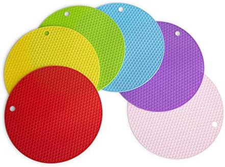 Zowep 6 Pack Silicone Pot Holder | Trivet Mats for Hot Dishes | Heat Resistant Pads | Multipurpose, Multicolor, Non-Slip, Flexible & Durable | Food Safe Jar Opener Gripper