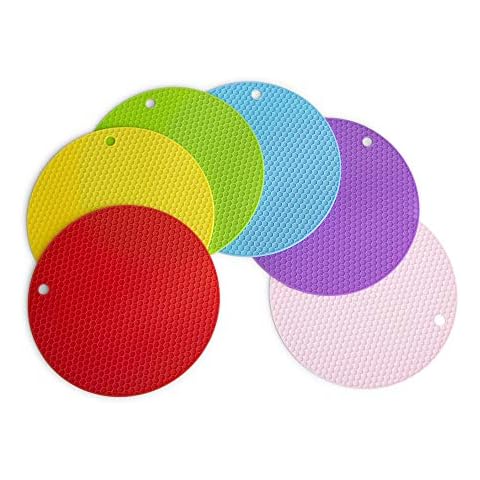 Zowep 6 Pack Silicone Pot Holder | Trivet Mats for Hot Dishes | Heat Resistant Pads | Multipurpose, Multicolor, Non-Slip, Flexible & Durable | Food Safe Jar Opener Gripper Cover