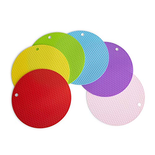 Zowep 6 Pack Silicone Pot Holder | Trivet Mats For Hot Dishes | Heat Resistant Pads | Multipurpose, Multicolor, Non-Slip, Flexible & Durable | Food Safe Jar Opener Gripper #TOP2
