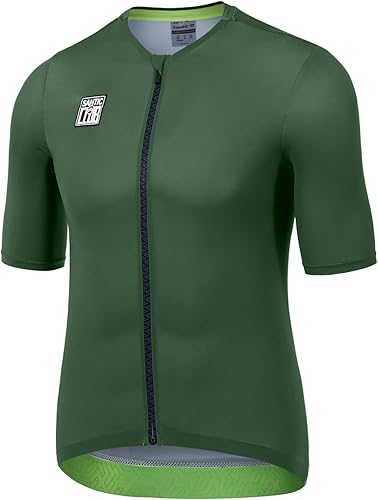 Santic Camiseta de ciclismo para hombre de manga corta con 3 bolsillos traseros