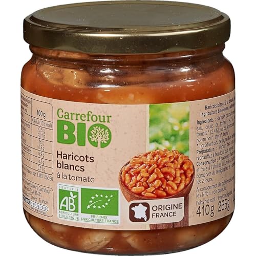 Haricots blancs à la tomate bio Carrefour bocal de 446 ml lot de 4