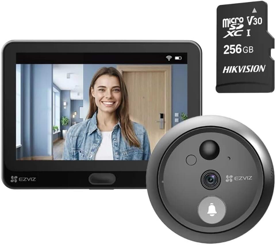 Olho Mágico Digital HP4 com Campainha Inteligente 1080p + Cartão MicroSD 256GB