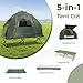 GYMAX Tent Cot, 5-in-1 Folding Camping Cot with Mattress & Pillows, Sleeping Bags, Sunshade, Camping Tent Elevated with Carrying Bag for Outdoor Hiking, Fishing, Picnic (1-Person)