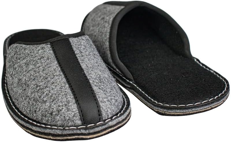 Pantofole Da Uomo In Pelle APREGGIO – Comode Ciabatte Fatte A Mano Con Suola In Gomma E Soletta Anatomica – Marrone/Blu - 2