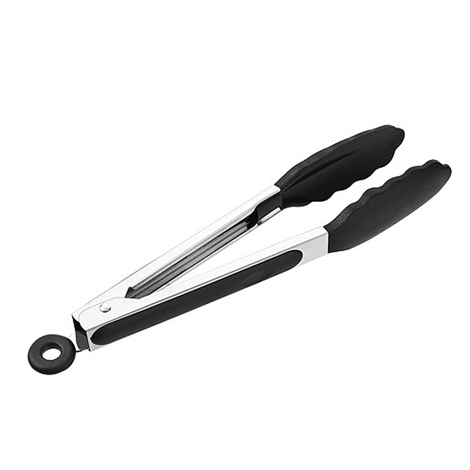 Silicone Tongs for Ninja Air Fryer, 9-Inch Kitchen Tongs with Non-Stick Silicone Tips, Mini Tongs for Air Fryer, BBQ Tongs, Pasta and Salad Tongs, Black