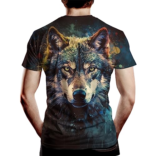 Wolf T-Shirts for Men 3D Print Wolves Animal Short Sleeve Tee Fashion Crew Neck Tshirt3