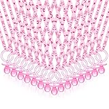 Chengu 100 Pcs Baby Shower Pacifiers Necklace, Acrylic Pacifiers Necklace Party Favors for Girls Boys Baby Shower Party Decorations Table Scatter(Pink)