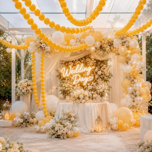 Image of Mustard Yellow Linking Balloons, 100PCS 6'' Dark Yellow Quick Link Balloons | Tail Balloons for Balloon Garland Arch, Fall Thanksgiving Harvest Sunflower Birthday Baby Shower Wedding Party Decorations