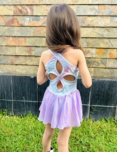 Image of Arshiner Kid Girls Hollow Back Ballet Leotard with Skirt Sleeveless Dance Dresses